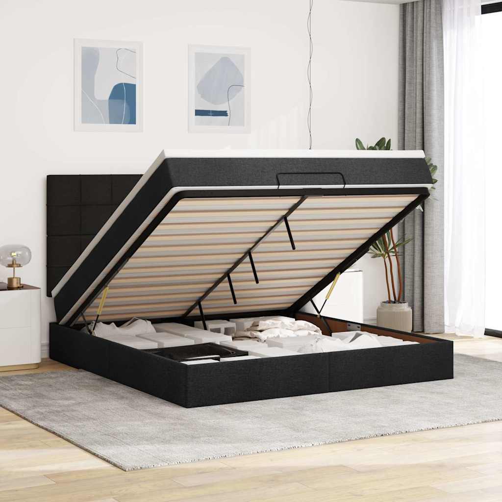 vidaXL Ottoman bed met matras en LED's 100x200cm stof lichtgrijs