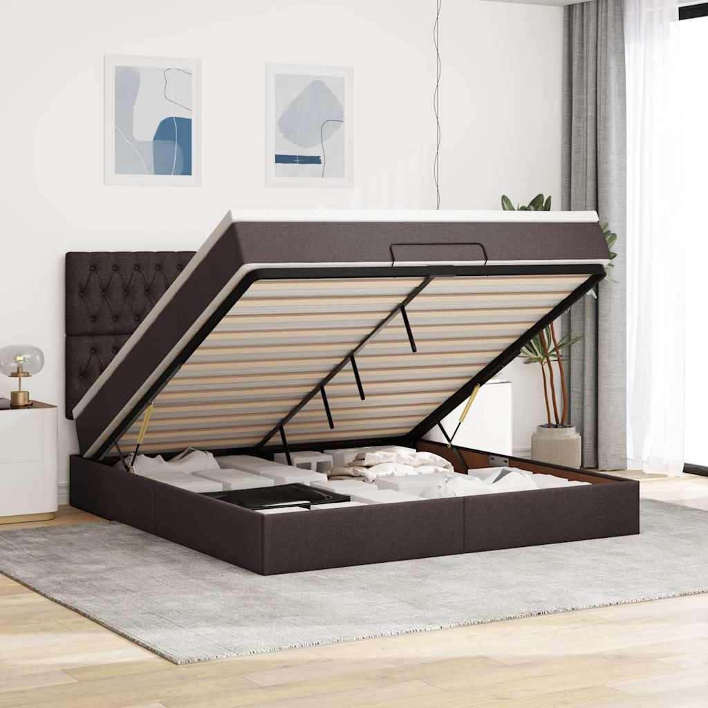 vidaXL Ottoman bed met matras en LED's 100x200cm stof lichtgrijs