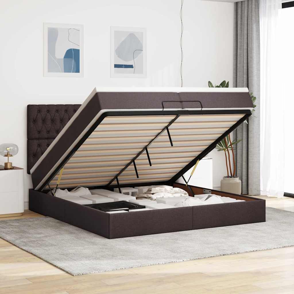 vidaXL Ottoman bed met matras en LED's 100x200cm stof lichtgrijs