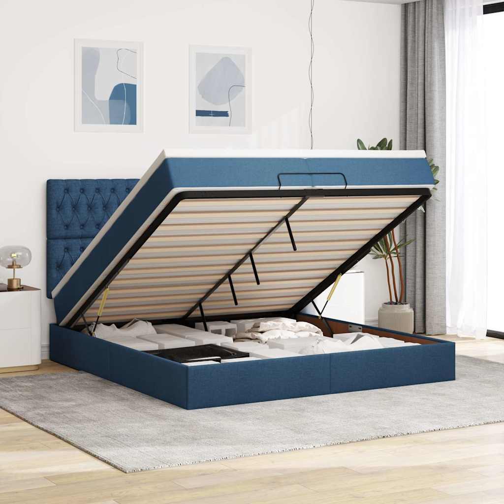 vidaXL Ottoman bed met matras en LED's 100x200cm stof lichtgrijs