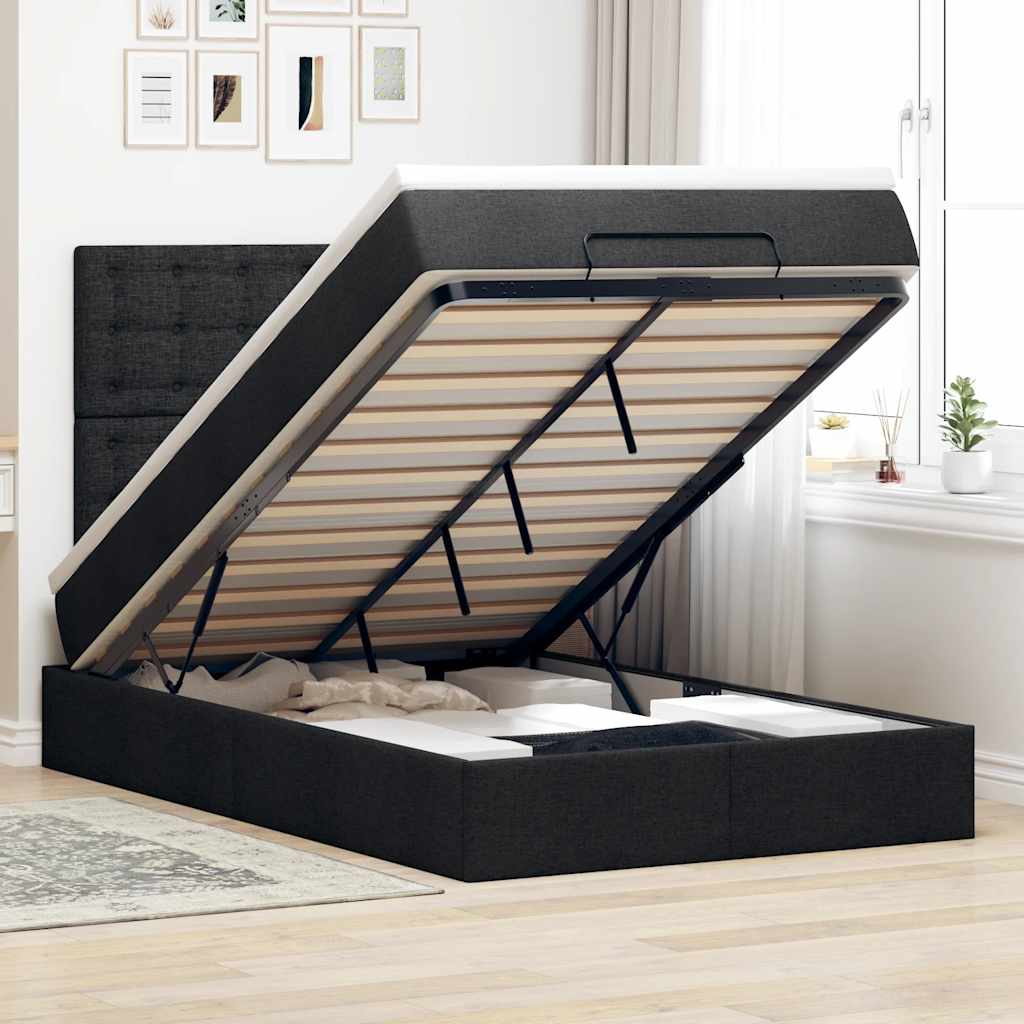 vidaXL Ottoman bed met matras en LED's 100x200cm stof lichtgrijs