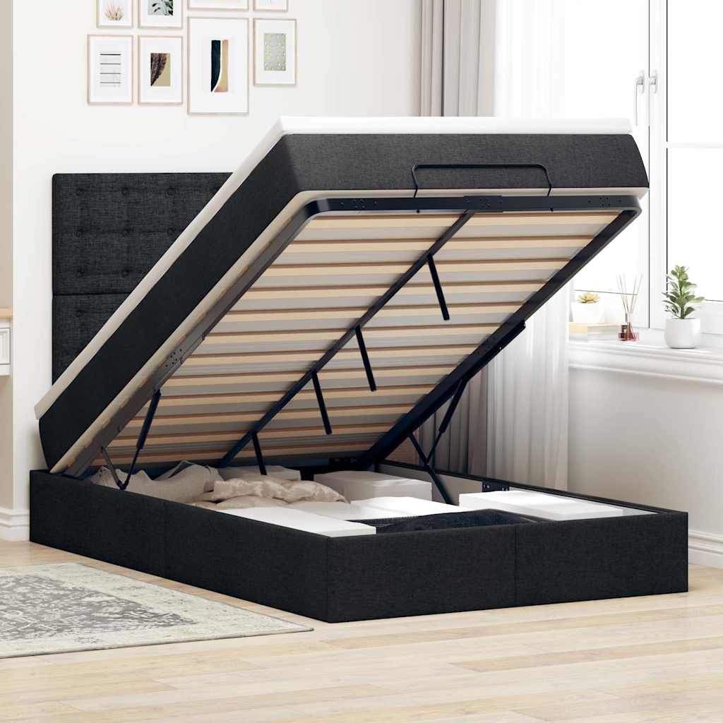 vidaXL Ottoman bed met matras en LED's 100x200cm stof lichtgrijs