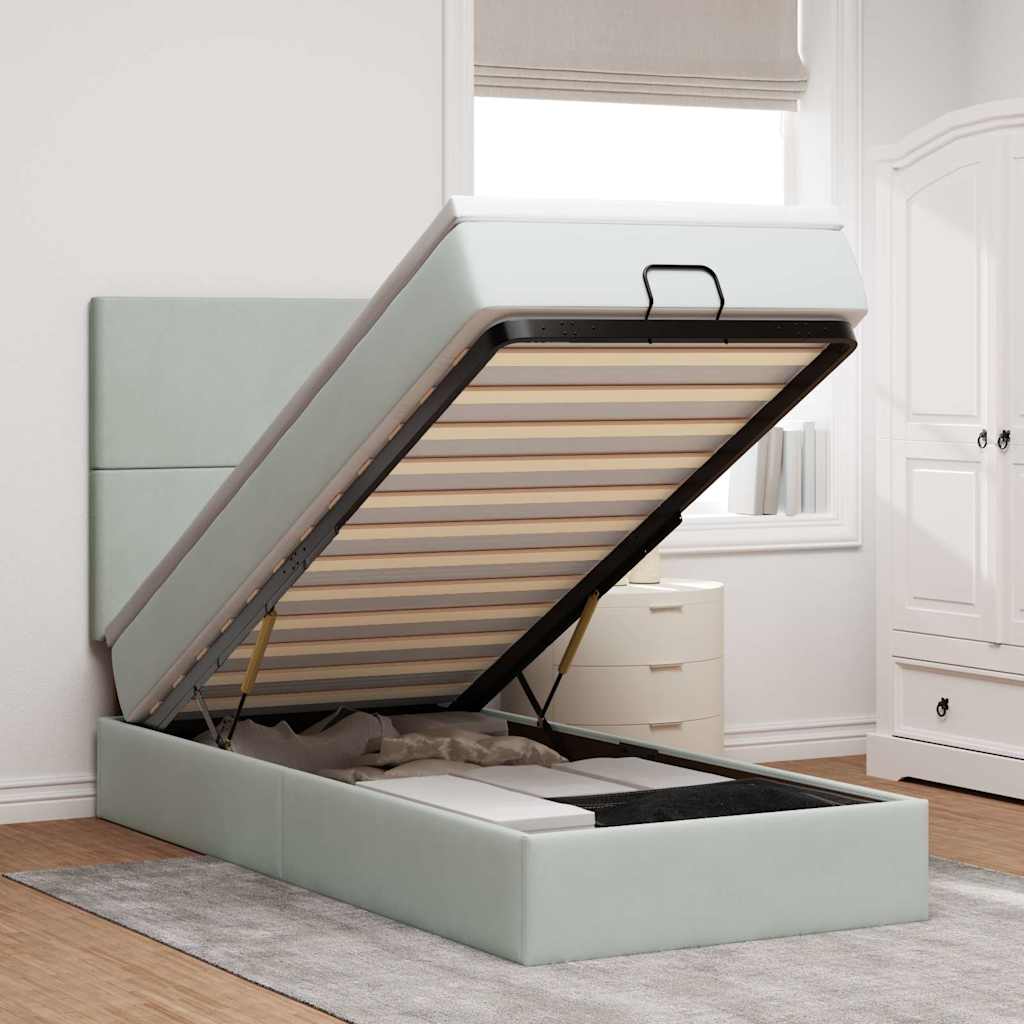 vidaXL Ottoman bed met matrassen en LED's 100x200cm fluweel zwart