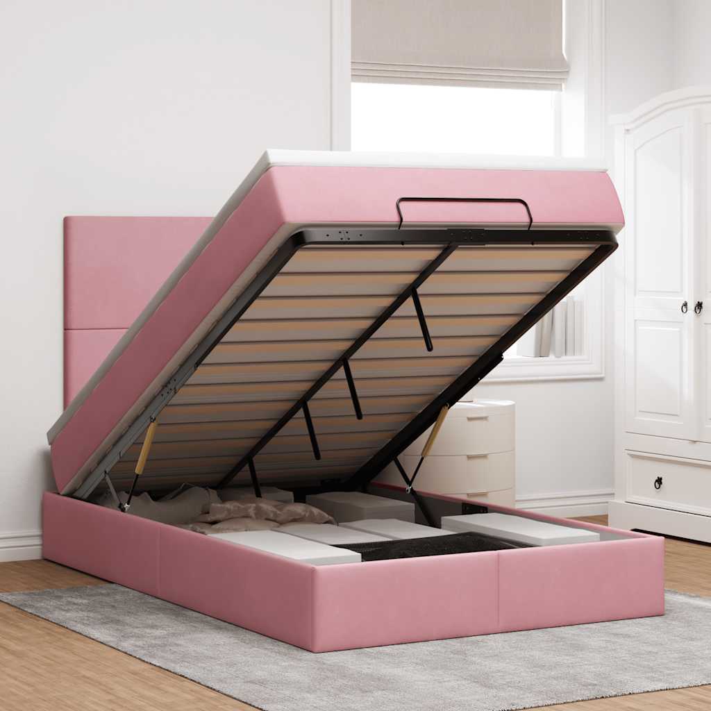 vidaXL Ottoman bed met matrassen en LED's 100x200cm fluweel zwart