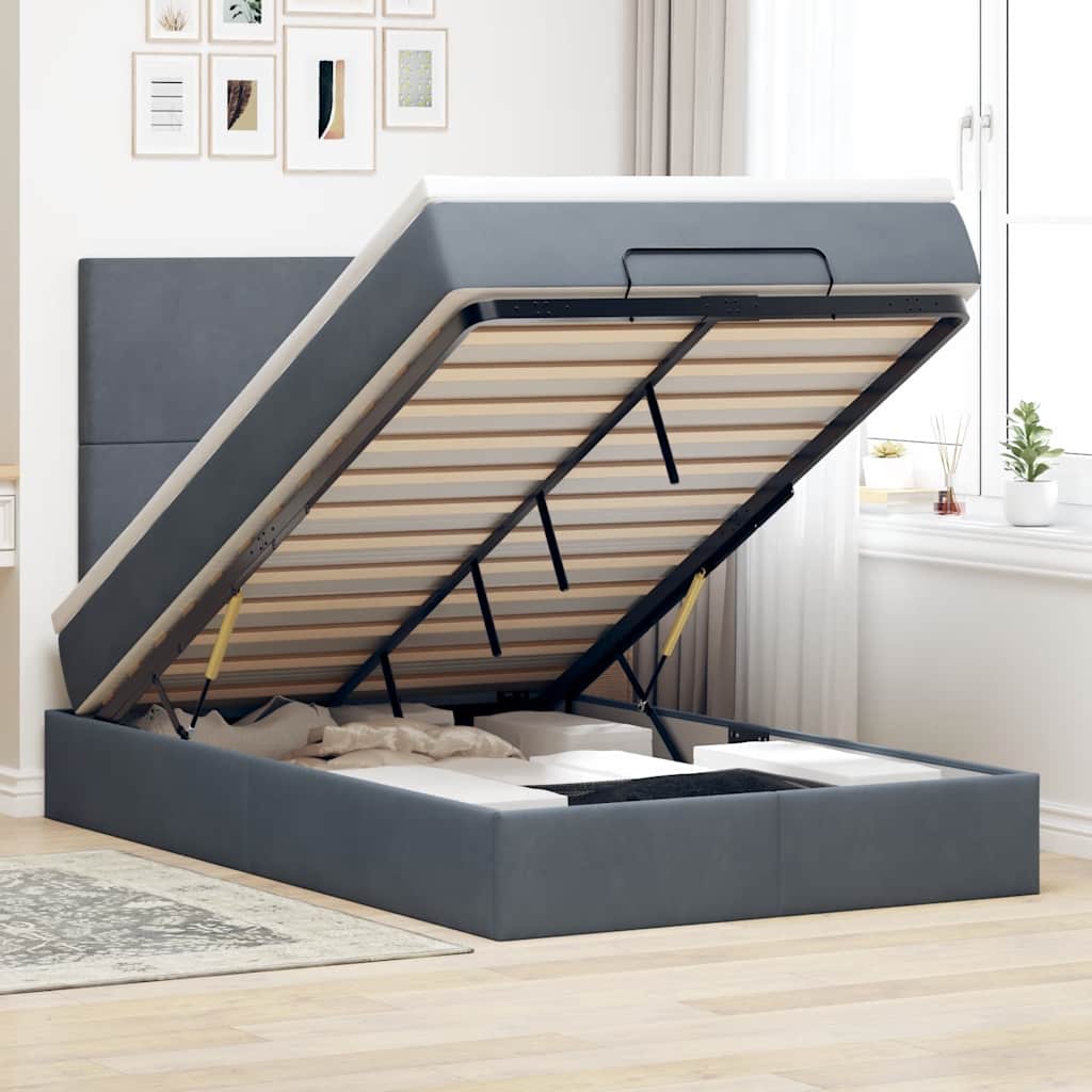 vidaXL Ottoman bed met matrassen en LED's 100x200cm fluweel zwart