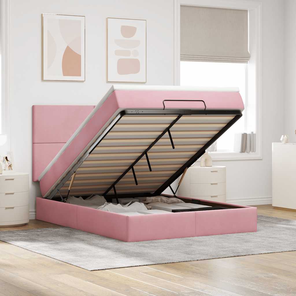 vidaXL Ottoman bed met matrassen en LED's 100x200cm fluweel zwart