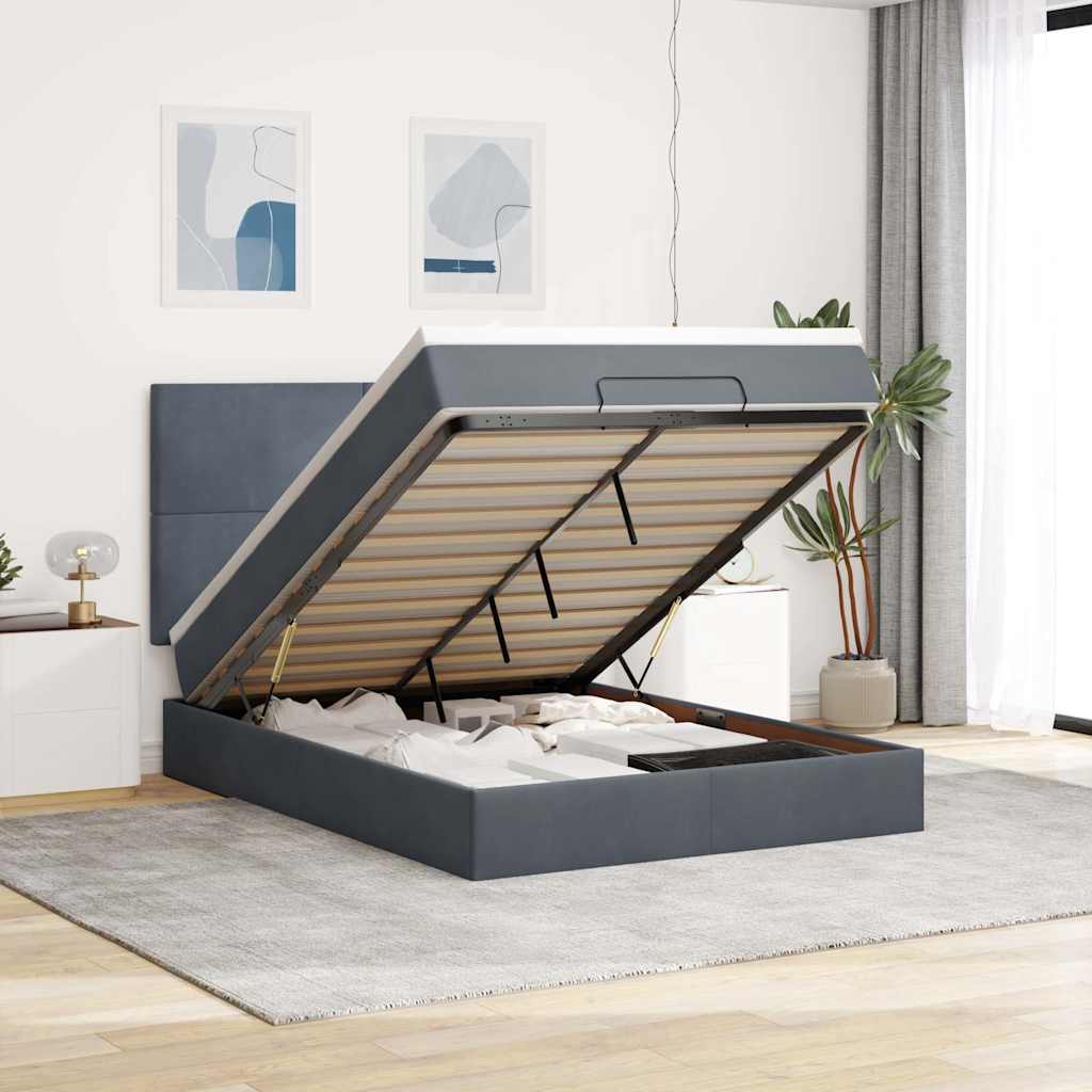 vidaXL Ottoman bed met matrassen en LED's 100x200cm fluweel zwart