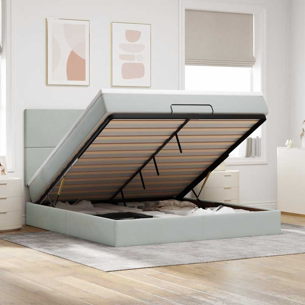 vidaXL Ottoman bed met matrassen en LED's 100x200cm fluweel zwart