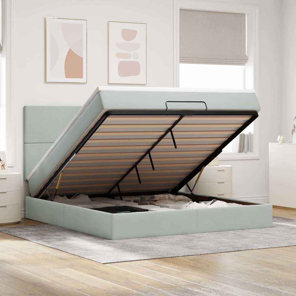 vidaXL Ottoman bed met matrassen en LED's 100x200cm fluweel zwart