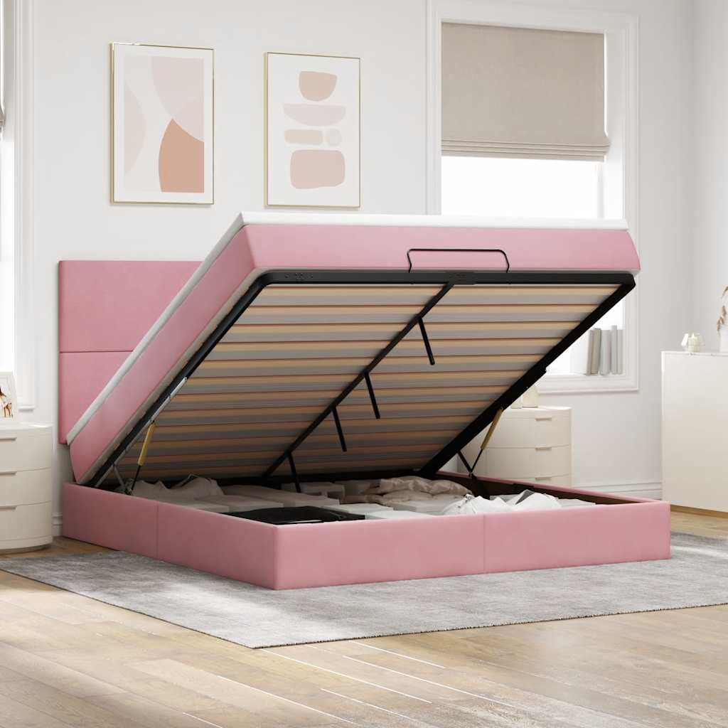 vidaXL Ottoman bed met matrassen en LED's 100x200cm fluweel zwart