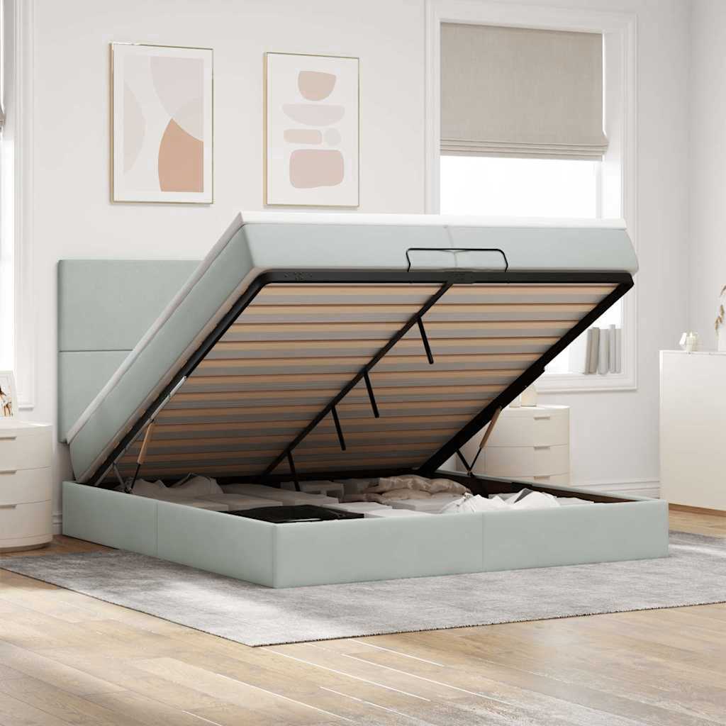 vidaXL Ottoman bed met matrassen en LED's 100x200cm fluweel zwart
