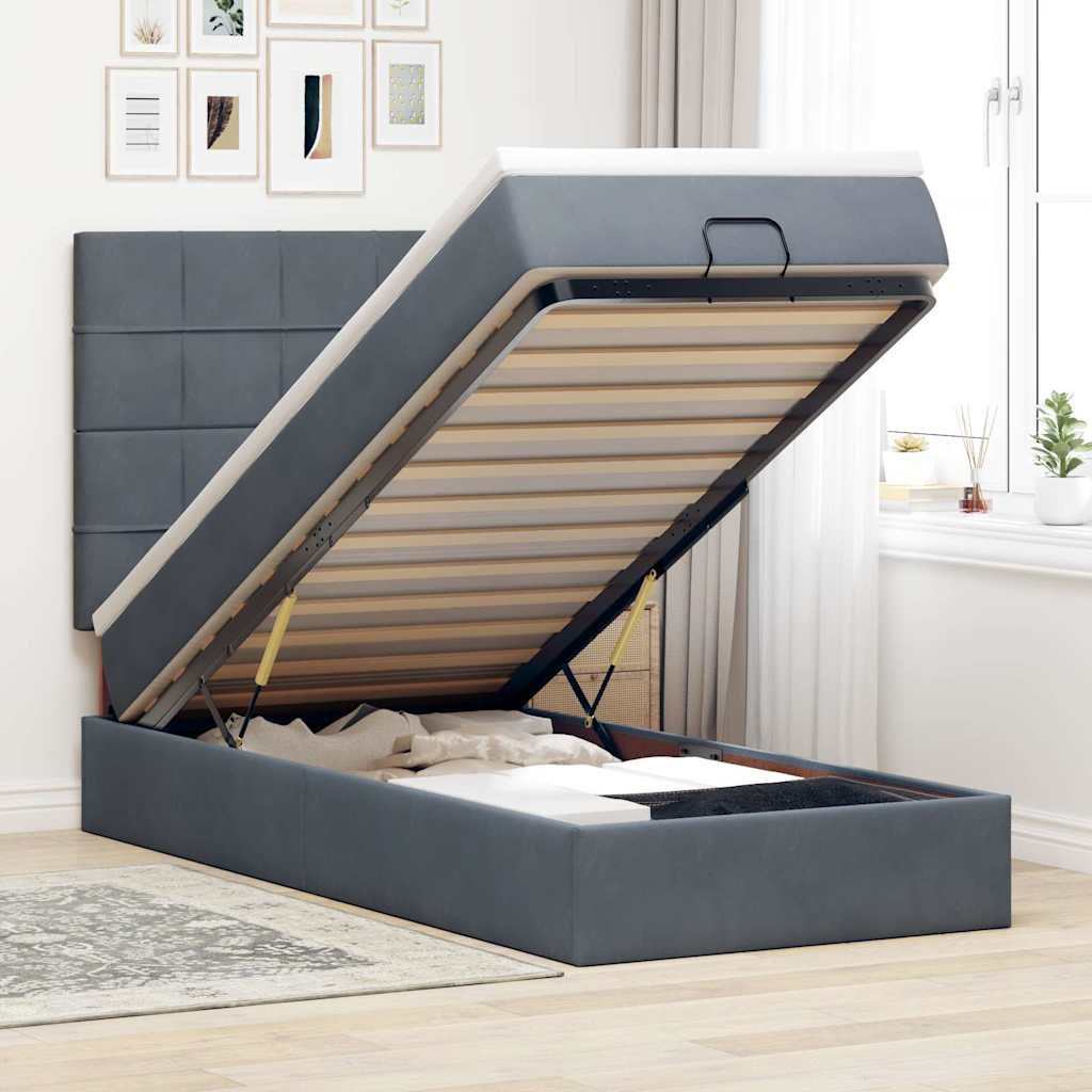 vidaXL Ottoman bed met matrassen en LED's 100x200cm fluweel zwart