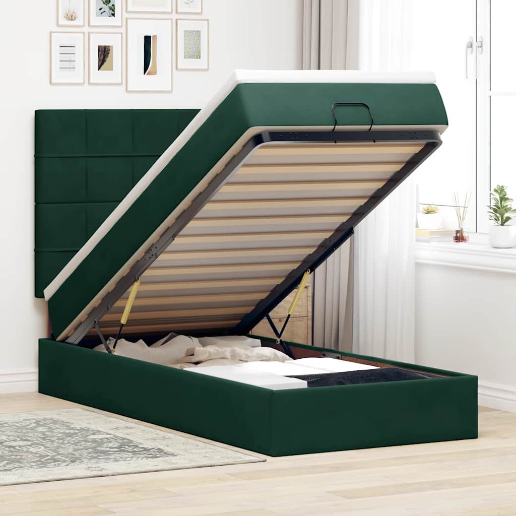 vidaXL Ottoman bed met matrassen en LED's 100x200cm fluweel zwart