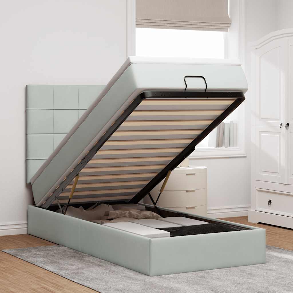 vidaXL Ottoman bed met matrassen en LED's 100x200cm fluweel zwart