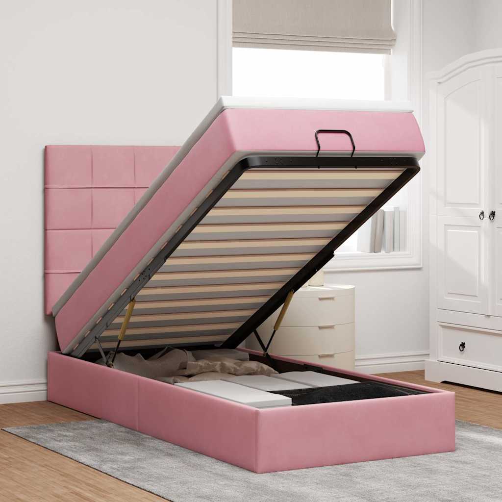 vidaXL Ottoman bed met matrassen en LED's 100x200cm fluweel zwart