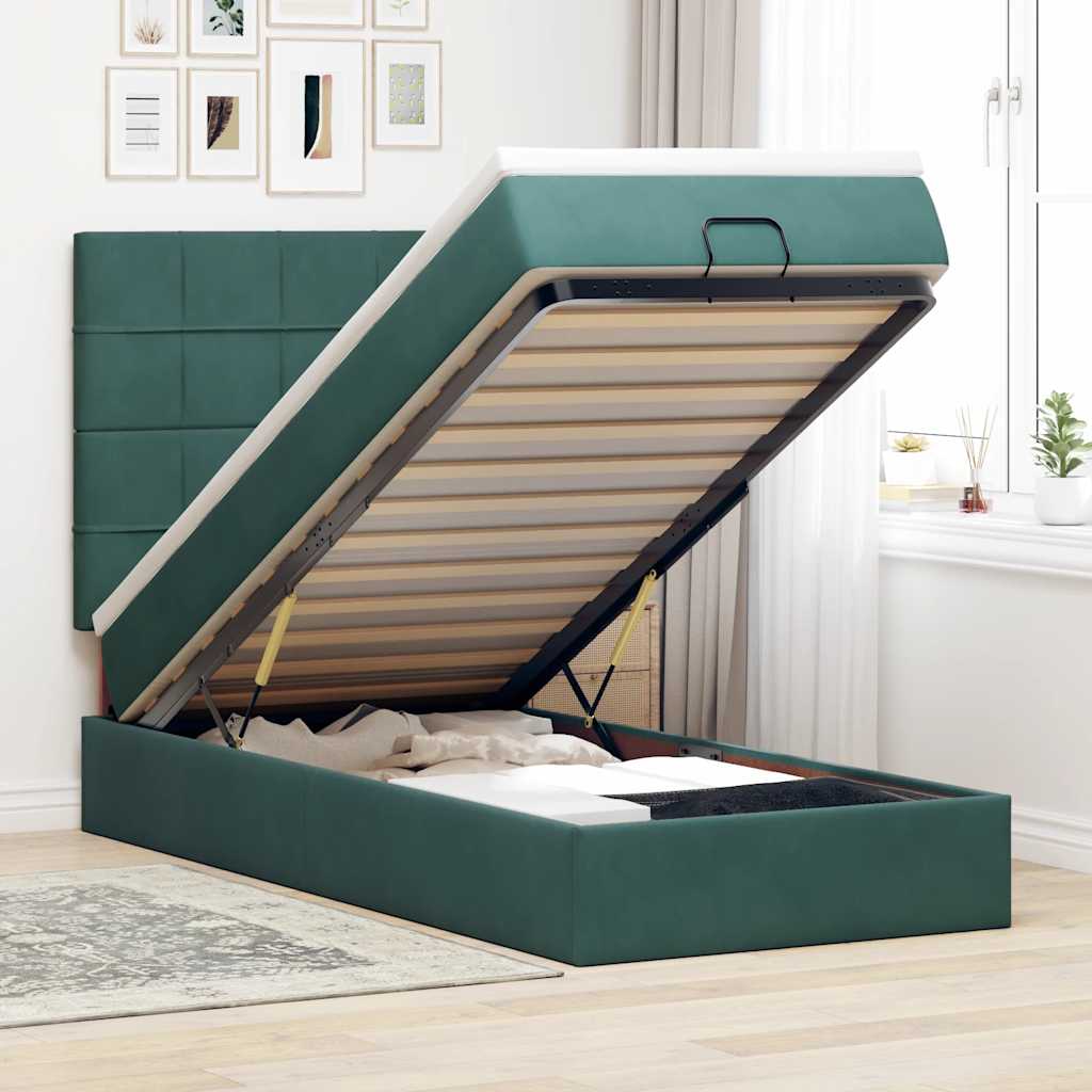 vidaXL Ottoman bed met matrassen en LED's 100x200cm fluweel zwart