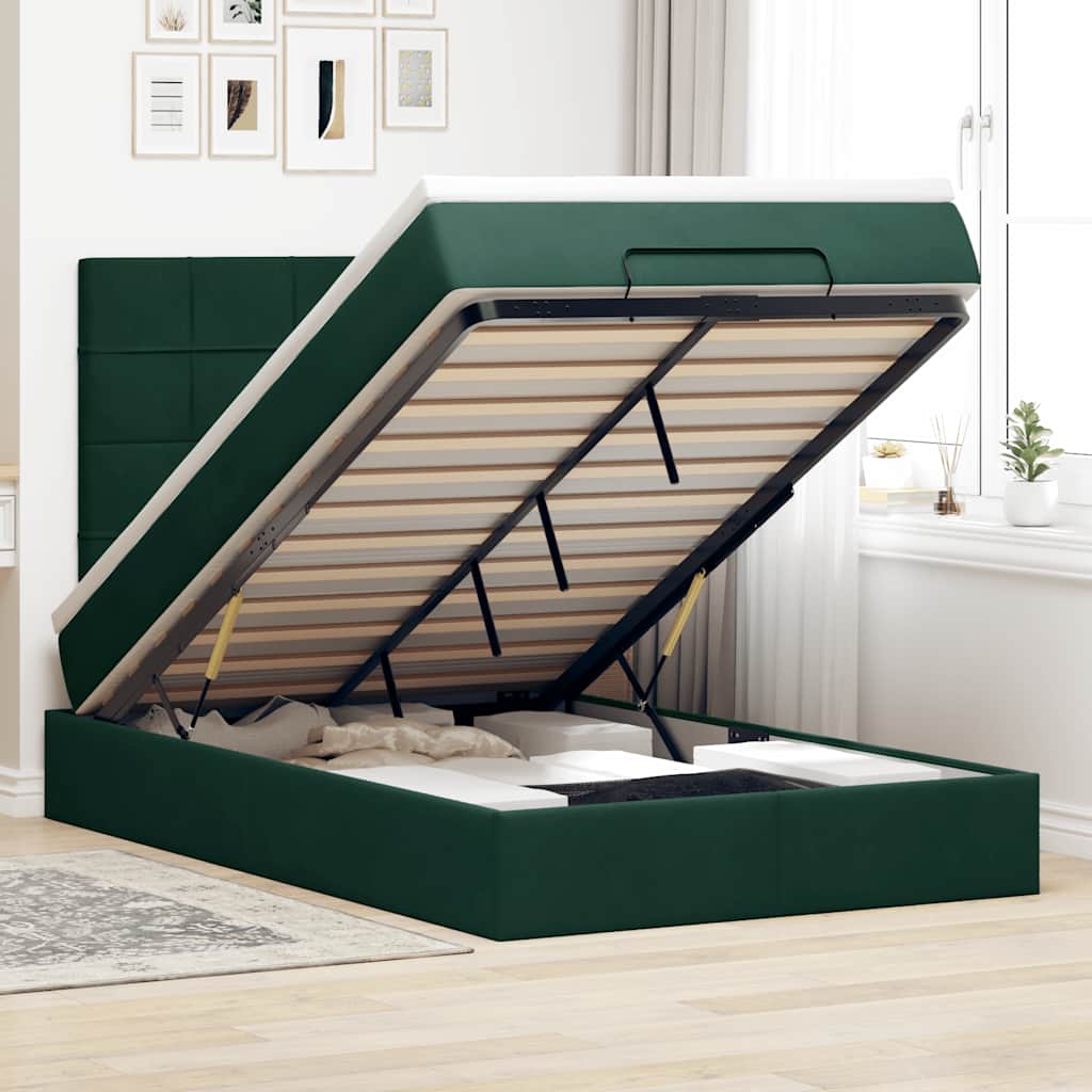 vidaXL Ottoman bed met matrassen en LED's 100x200cm fluweel zwart