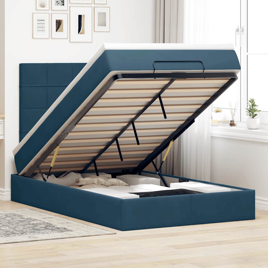 vidaXL Ottoman bed met matrassen en LED's 100x200cm fluweel zwart