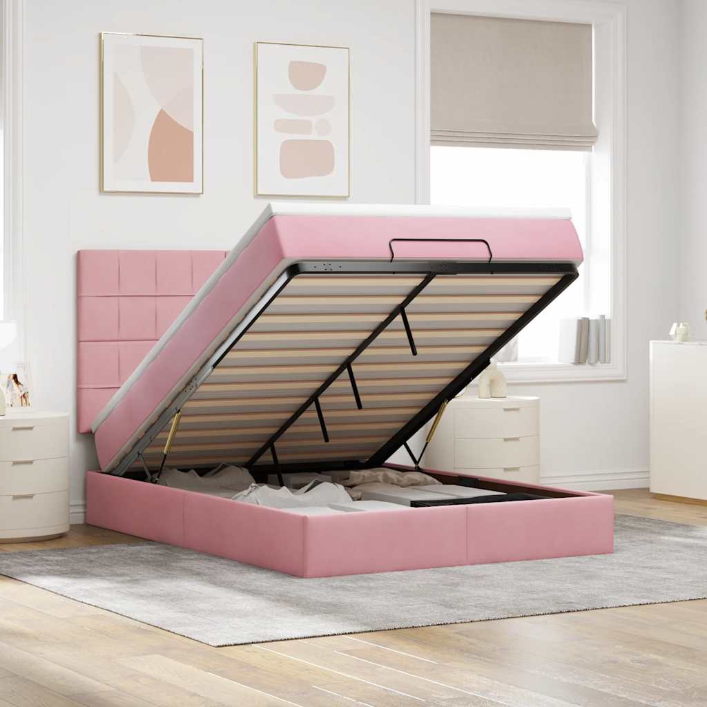 vidaXL Ottoman bed met matrassen en LED's 100x200cm fluweel zwart
