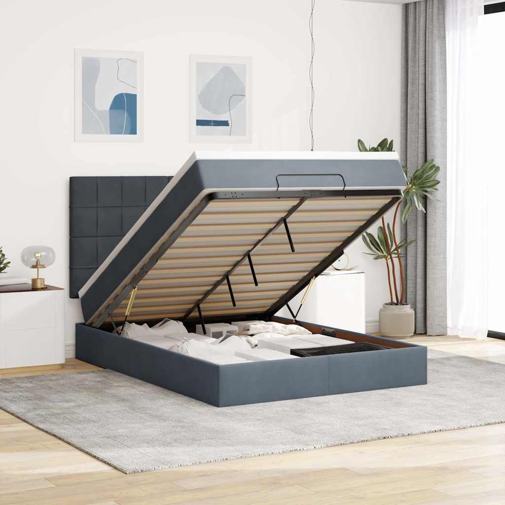 vidaXL Ottoman bed met matrassen en LED's 100x200cm fluweel zwart