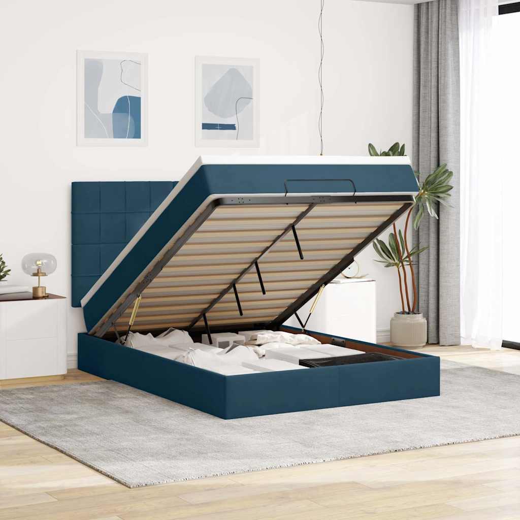vidaXL Ottoman bed met matrassen en LED's 100x200cm fluweel zwart