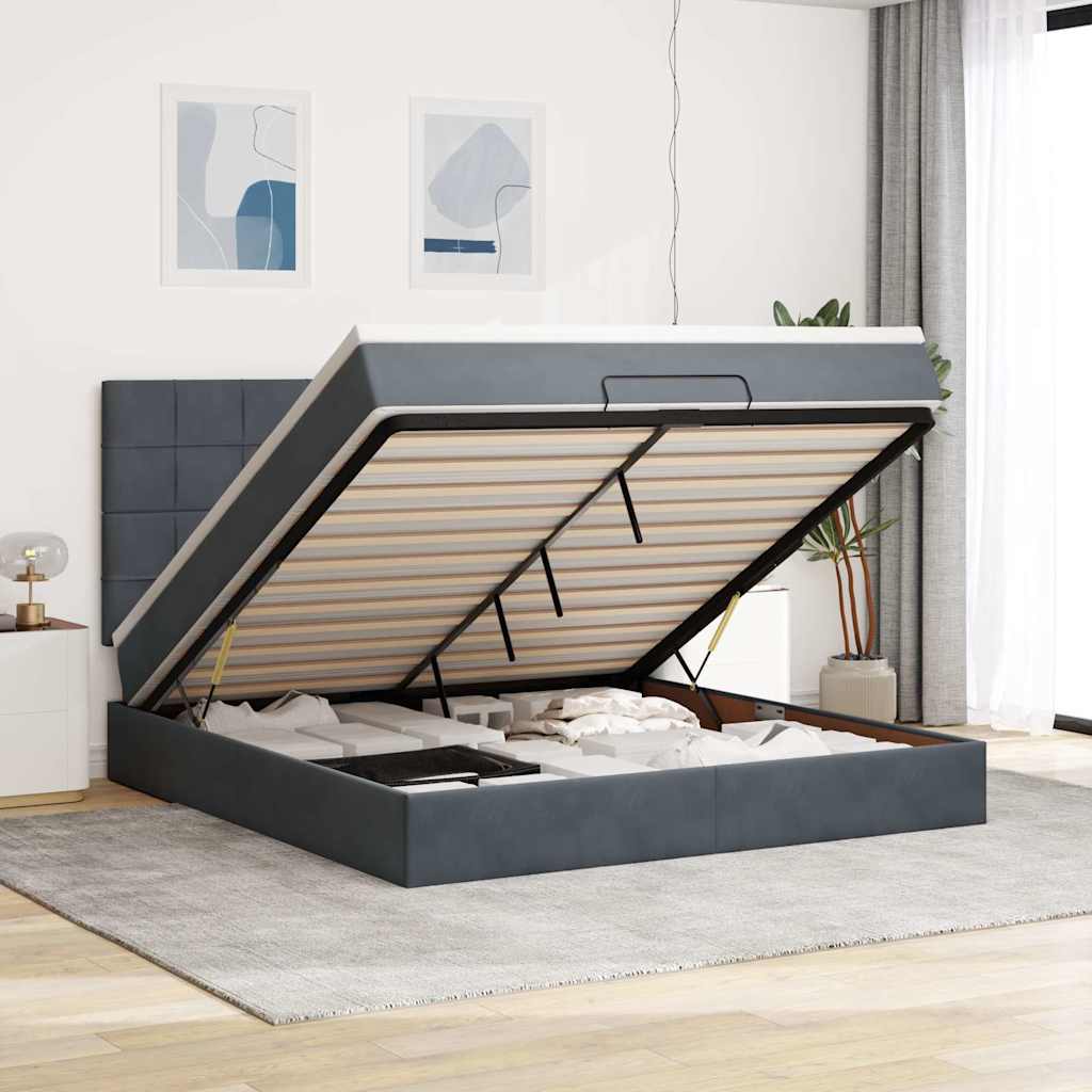 vidaXL Ottoman bed met matrassen en LED's 100x200cm fluweel zwart