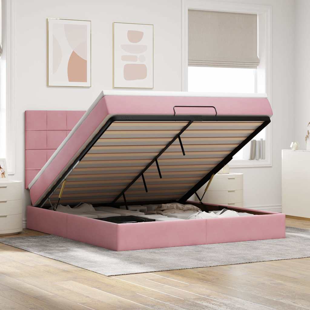 vidaXL Ottoman bed met matrassen en LED's 100x200cm fluweel zwart