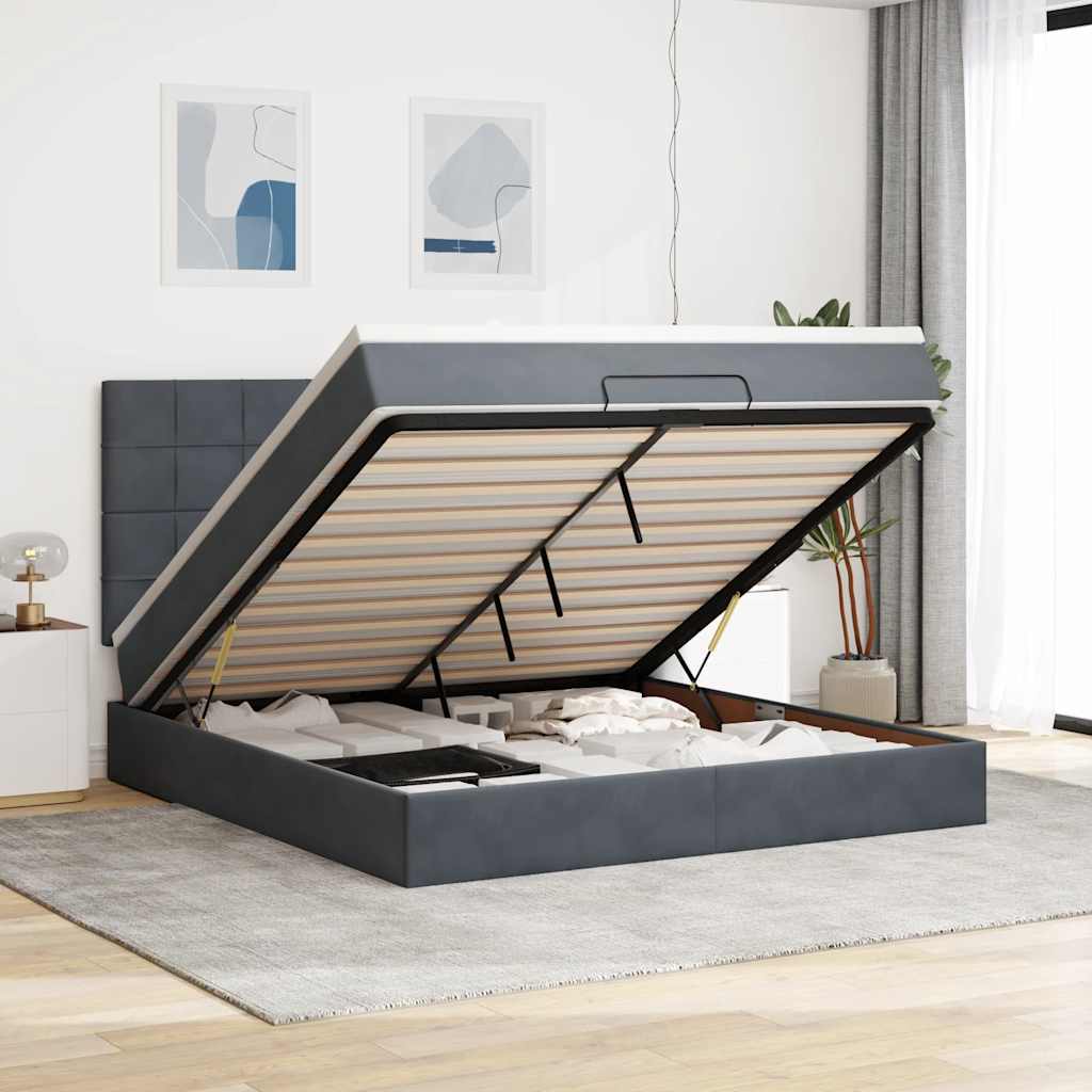 vidaXL Ottoman bed met matrassen en LED's 100x200cm fluweel zwart
