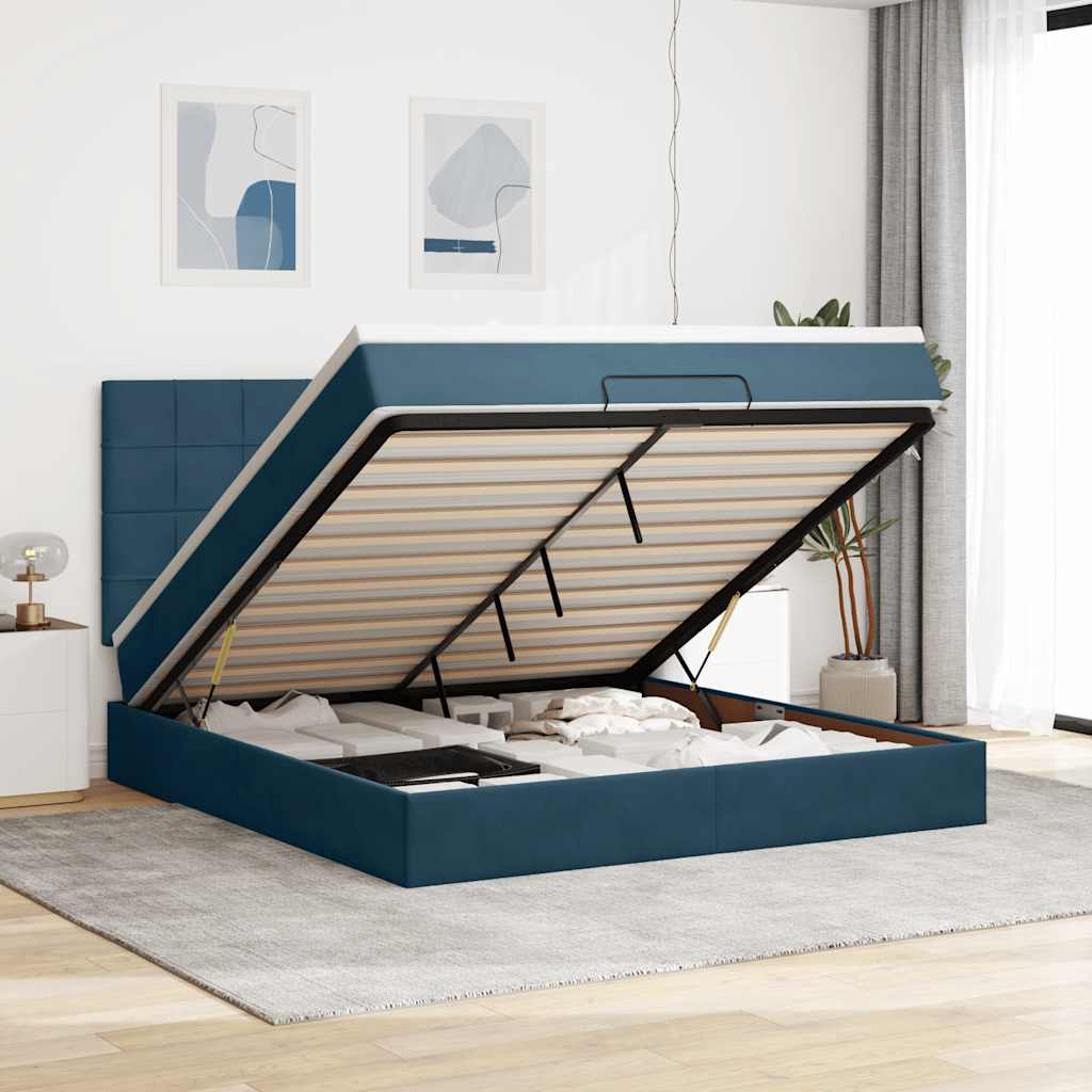 vidaXL Ottoman bed met matrassen en LED's 100x200cm fluweel zwart