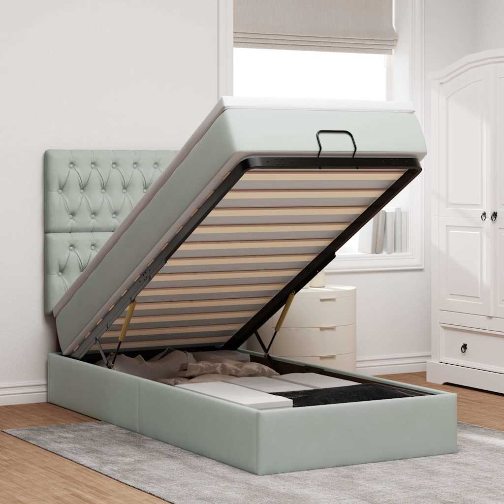 vidaXL Ottoman bed met matrassen en LED's 100x200cm fluweel zwart