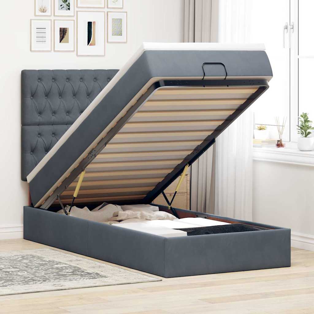 vidaXL Ottoman bed met matrassen en LED's 100x200cm fluweel zwart