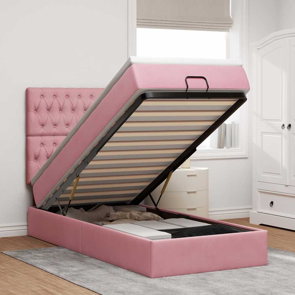 vidaXL Ottoman bed met matrassen en LED's 100x200cm fluweel zwart