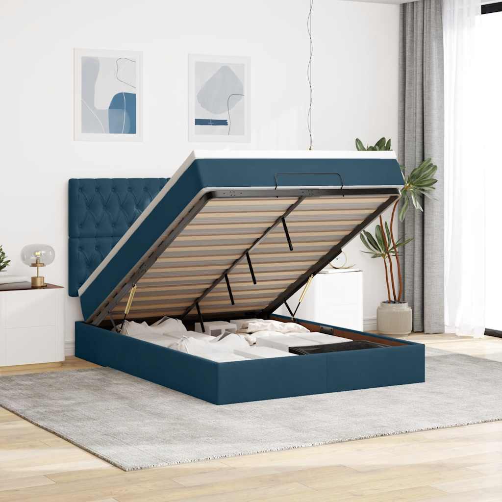 vidaXL Ottoman bed met matrassen en LED's 100x200cm fluweel zwart