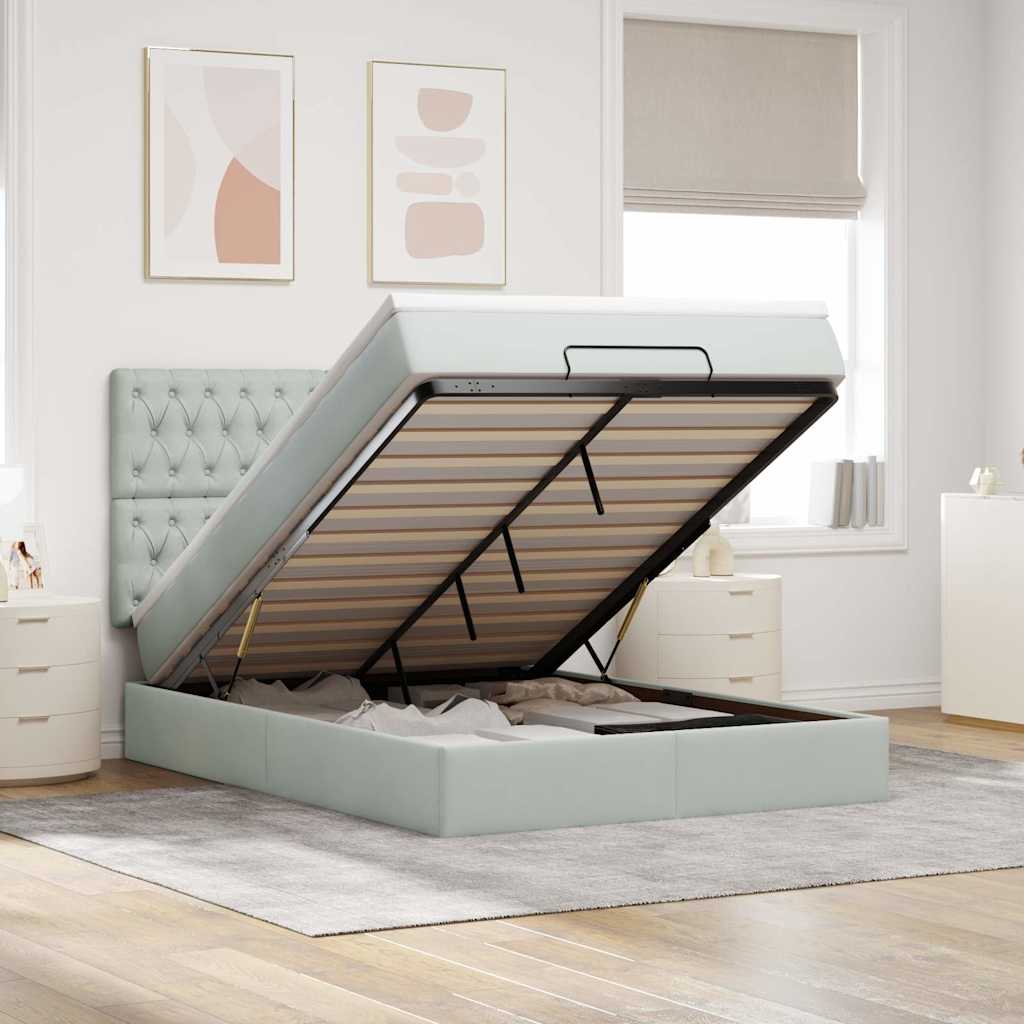 vidaXL Ottoman bed met matrassen en LED's 100x200cm fluweel zwart