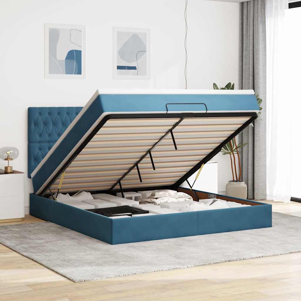 vidaXL Ottoman bed met matrassen en LED's 100x200cm fluweel zwart