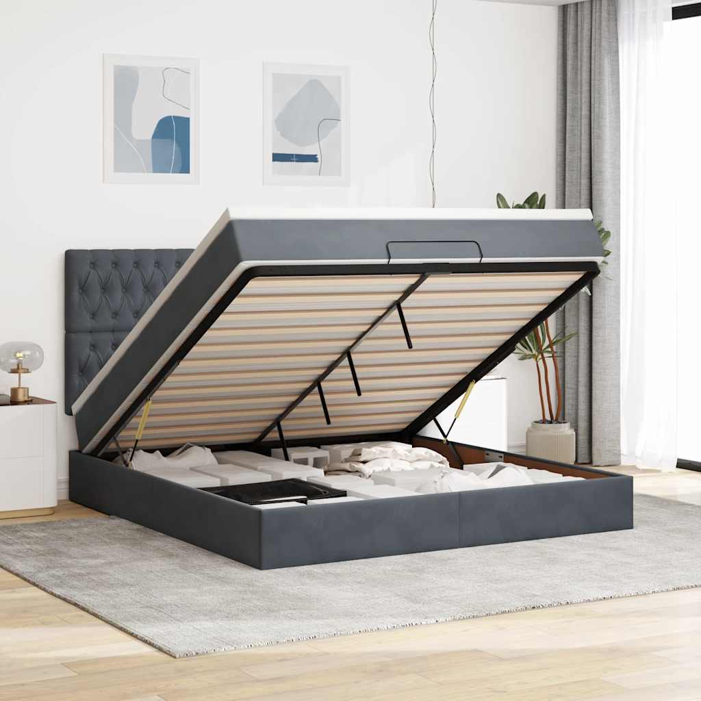 vidaXL Ottoman bed met matrassen en LED's 100x200cm fluweel zwart