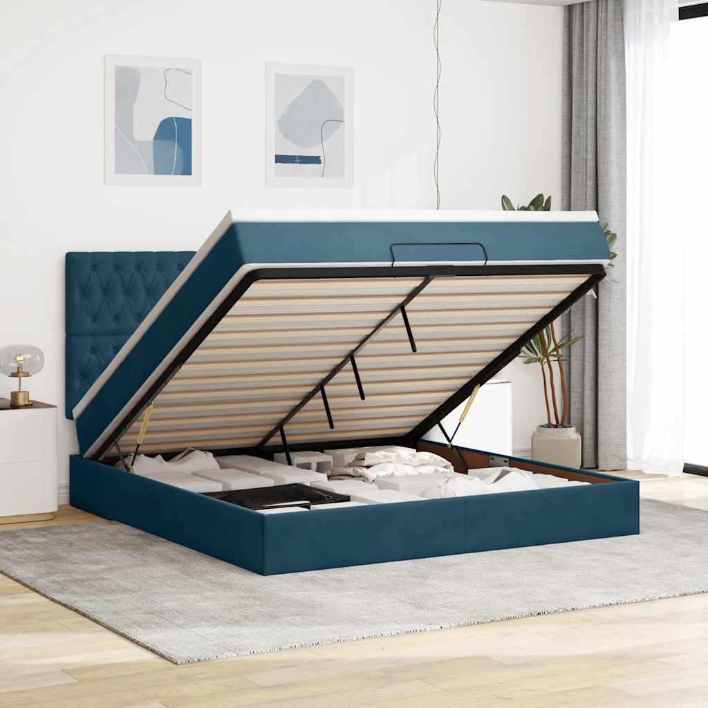 vidaXL Ottoman bed met matrassen en LED's 100x200cm fluweel zwart