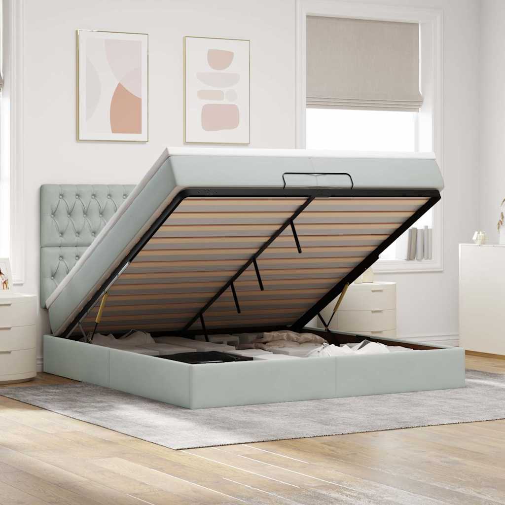 vidaXL Ottoman bed met matrassen en LED's 100x200cm fluweel zwart