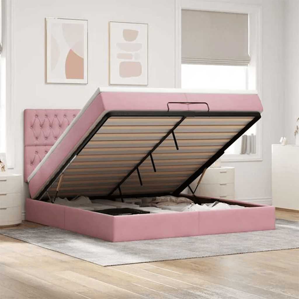 vidaXL Ottoman bed met matrassen en LED's 100x200cm fluweel zwart