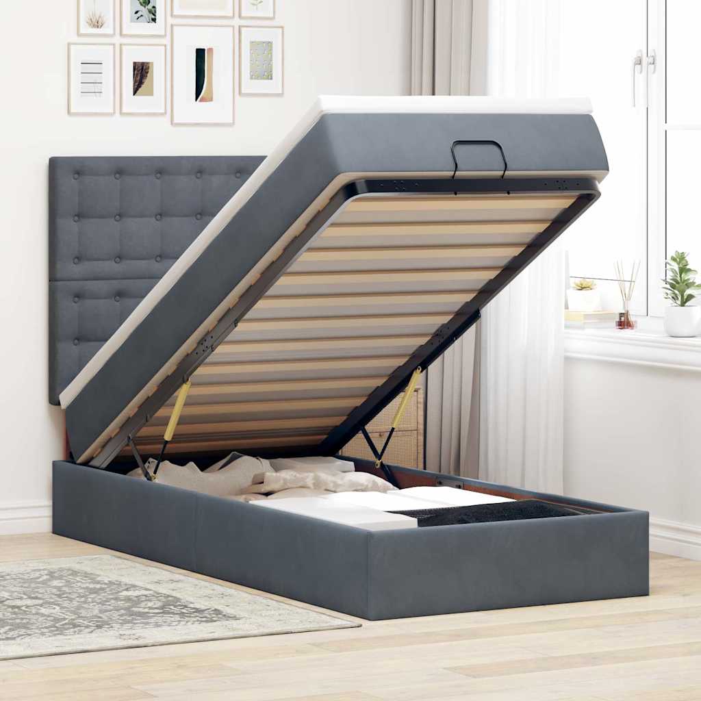 vidaXL Ottoman bed met matrassen en LED's 100x200cm fluweel zwart
