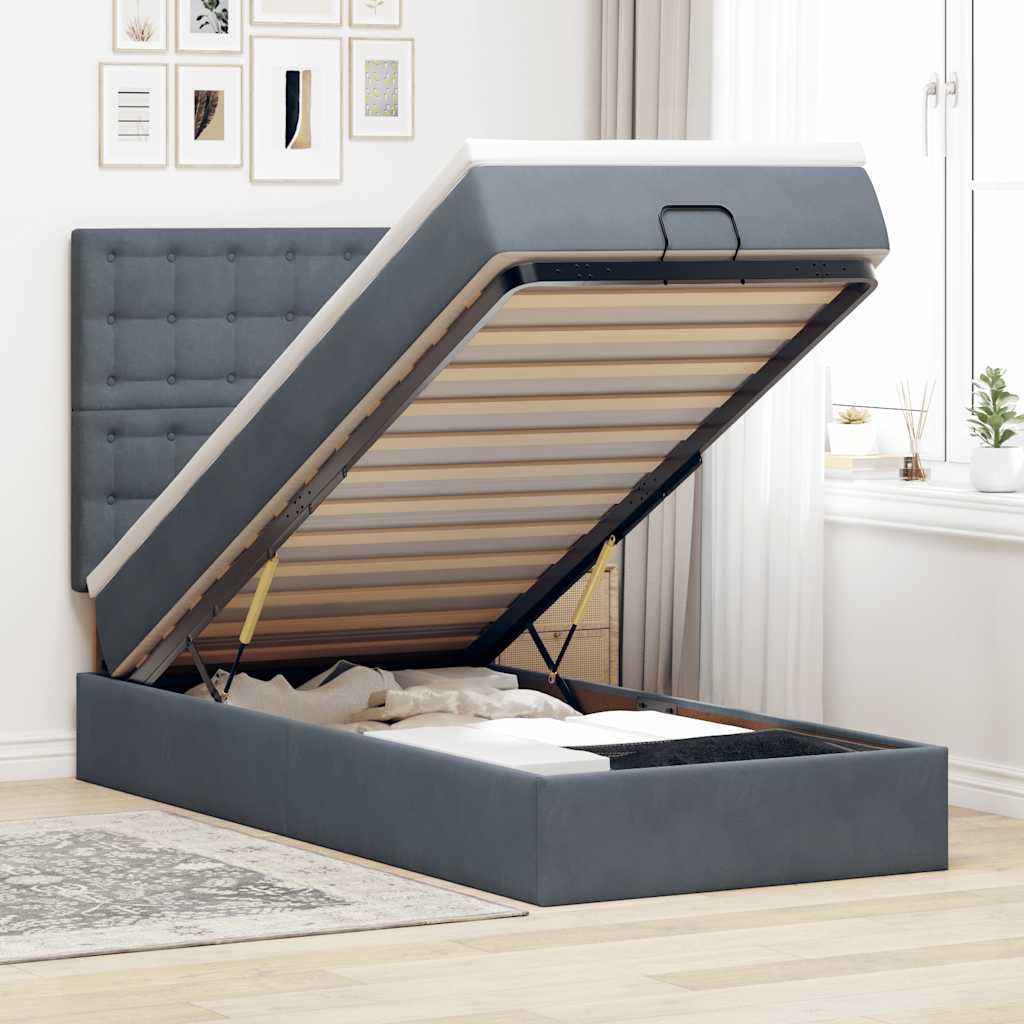 vidaXL Ottoman bed met matrassen en LED's 100x200cm fluweel zwart