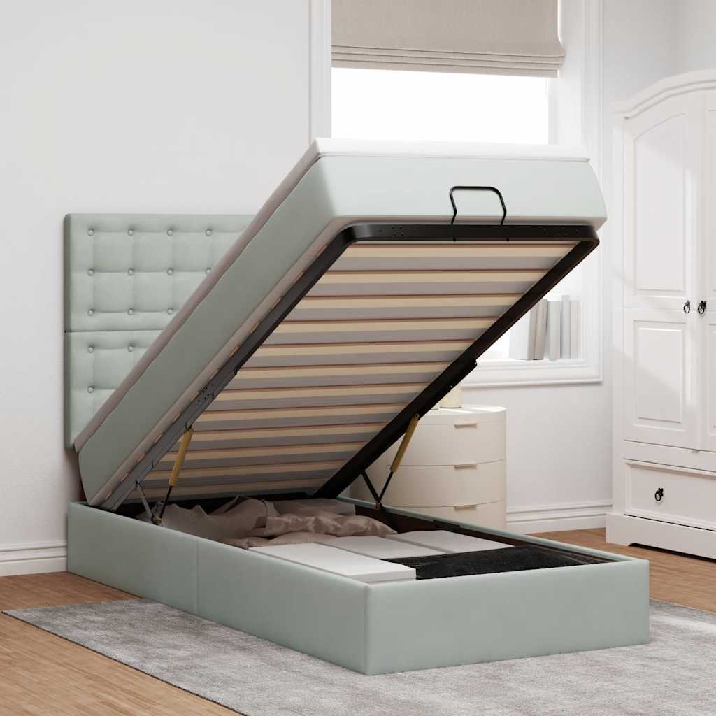 vidaXL Ottoman bed met matrassen en LED's 100x200cm fluweel zwart