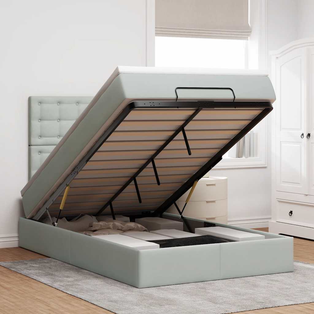 vidaXL Ottoman bed met matrassen en LED's 100x200cm fluweel zwart