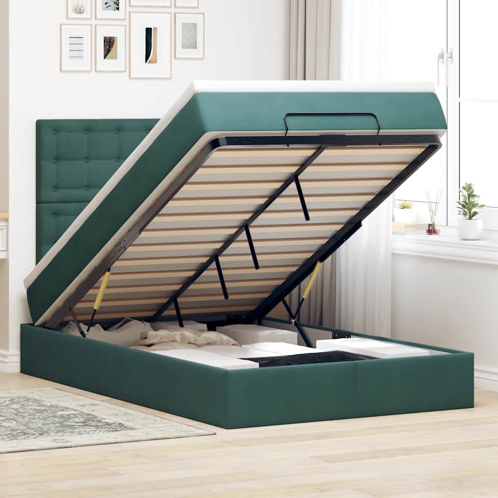 vidaXL Ottoman bed met matrassen en LED's 100x200cm fluweel zwart