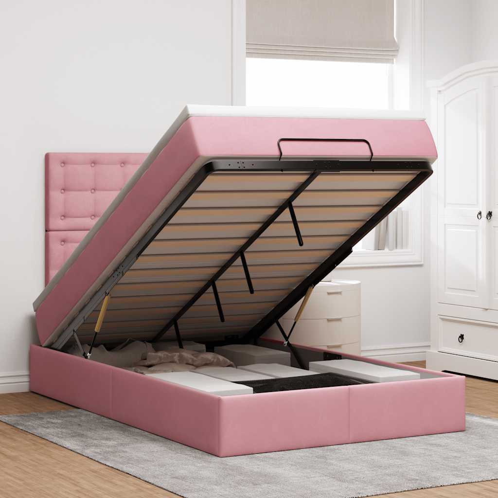 vidaXL Ottoman bed met matrassen en LED's 100x200cm fluweel zwart