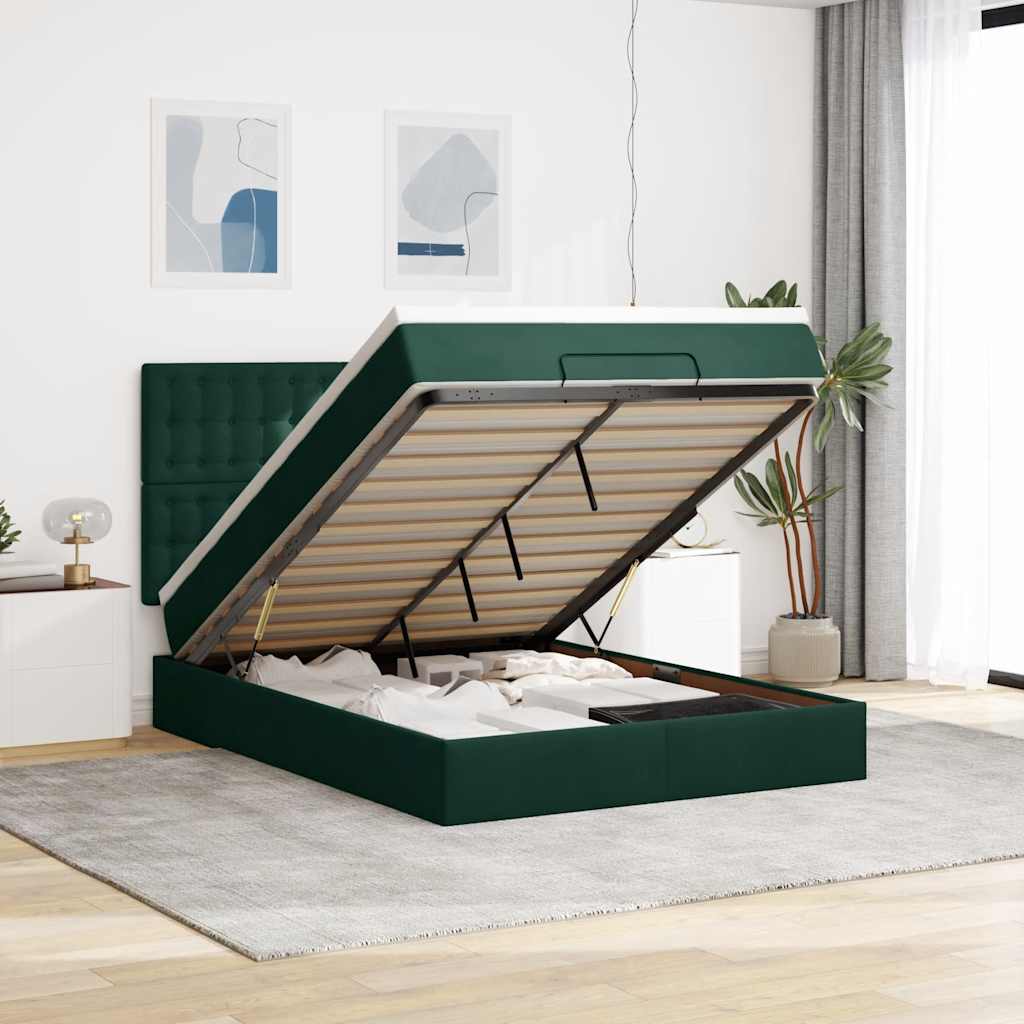 vidaXL Ottoman bed met matrassen en LED's 100x200cm fluweel zwart