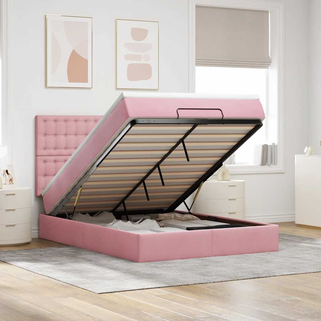 vidaXL Ottoman bed met matrassen en LED's 100x200cm fluweel zwart