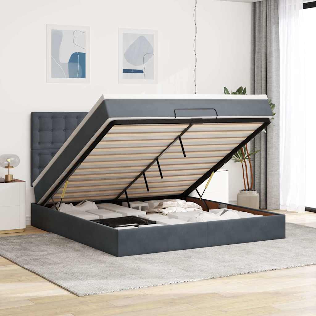 vidaXL Ottoman bed met matrassen en LED's 100x200cm fluweel zwart