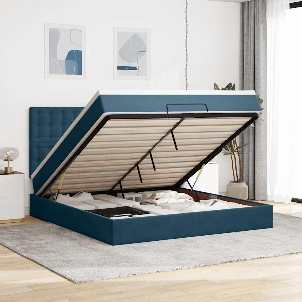 vidaXL Ottoman bed met matrassen en LED's 100x200cm fluweel zwart