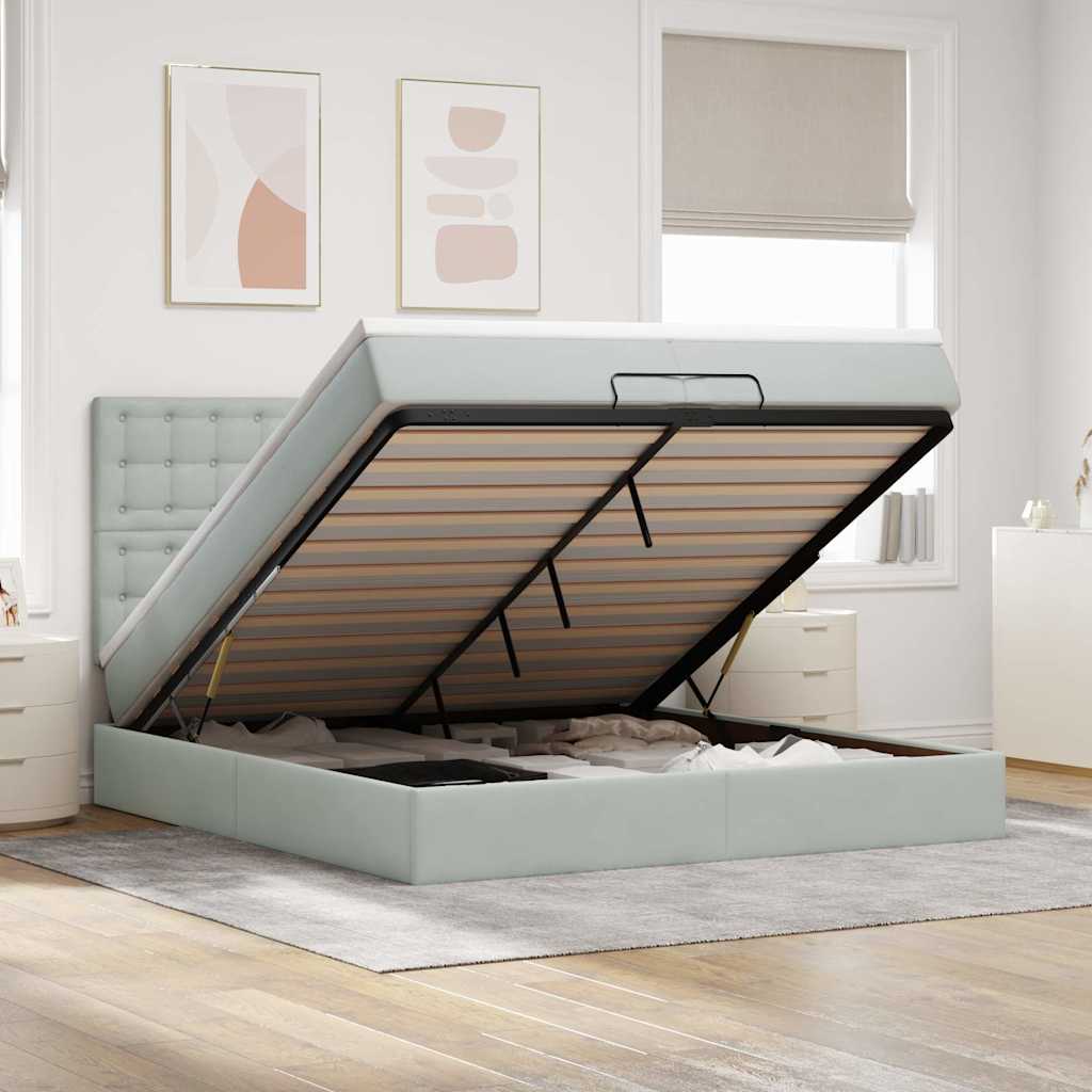 vidaXL Ottoman bed met matrassen en LED's 100x200cm fluweel zwart